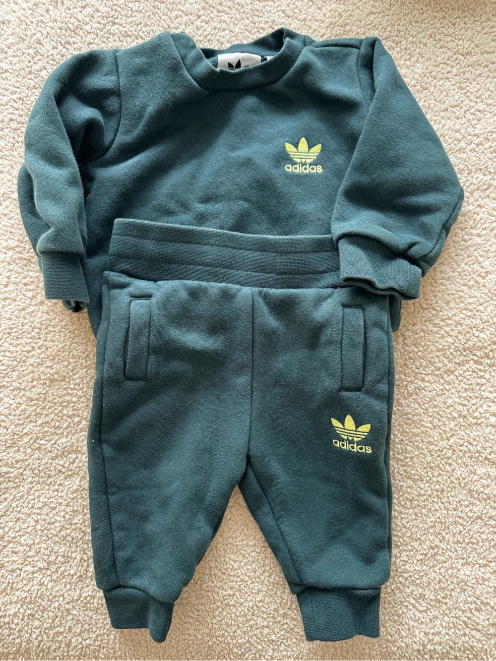 Adidas Baby Green cotton Jogger Pants and sweatshirt